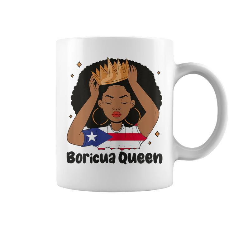 Boricua Queen Afro Hair Latina Heritage Puerto Rico Queen Coffee Mug