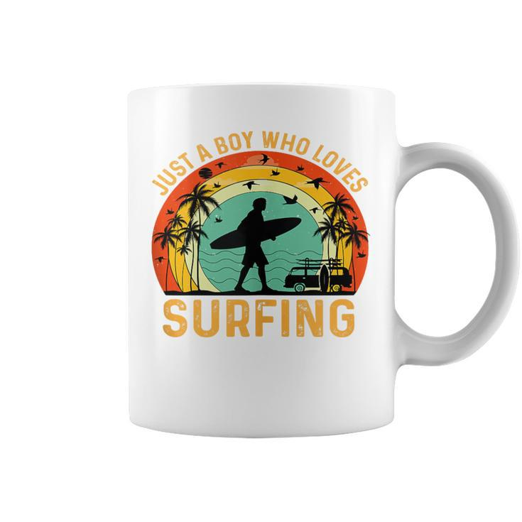Boy That Love Surfing Vintage Loving Surfer Boy Coffee Mug