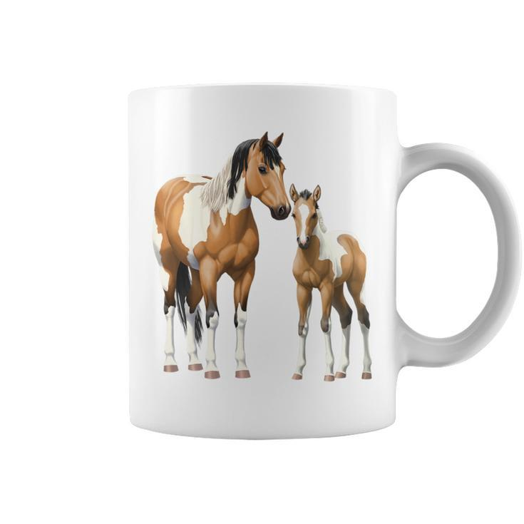 Buckskin Paint Quarter Horse Pinto Mare & Foal Coffee Mug