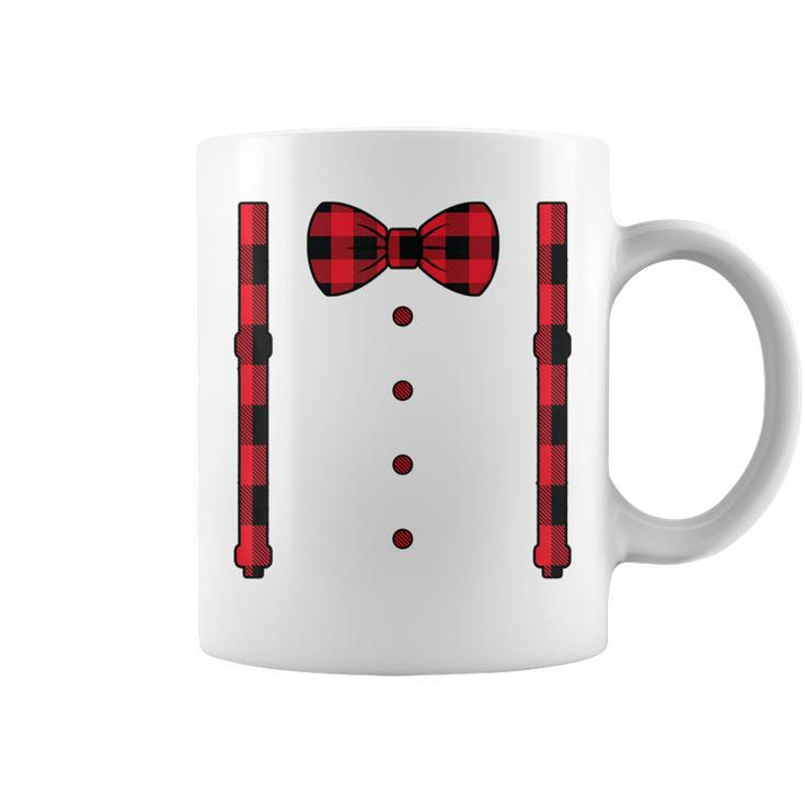 Buffalo Plaid Hearts Bow Tie & Suspenders Valentine's Day Coffee Mug