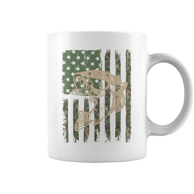 Camouflage Usa Flag Big Mouth Bass Fishing Coffee Mug