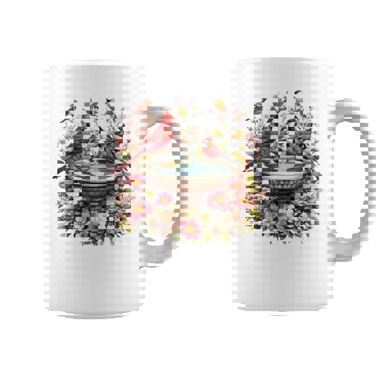 Cardinal & Chickadee Birds Spring Flowers Coffee Mug