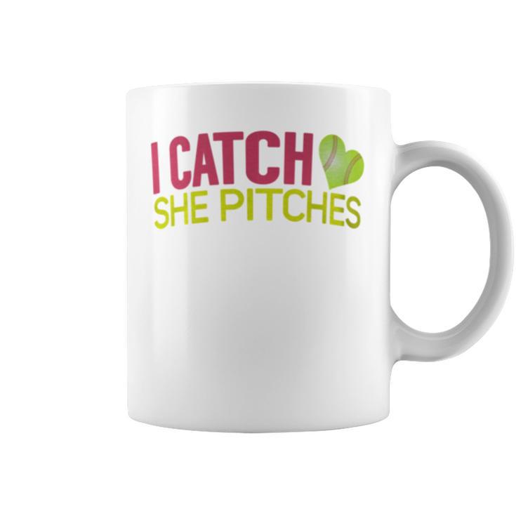 I Catch She Pitches BaseballFor Couples Coffee Mug