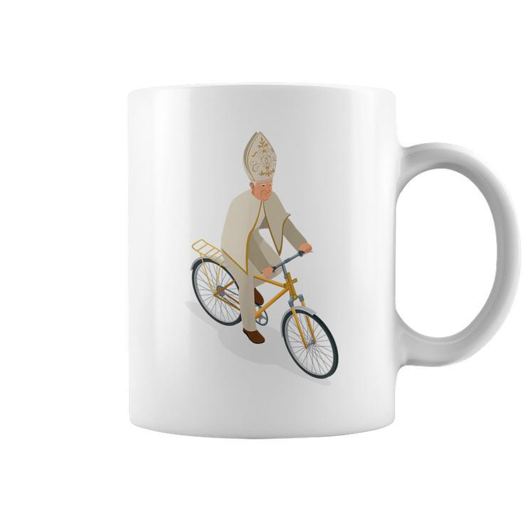 The Catholic Pope On A Bike Pope Francis Coffee Mug