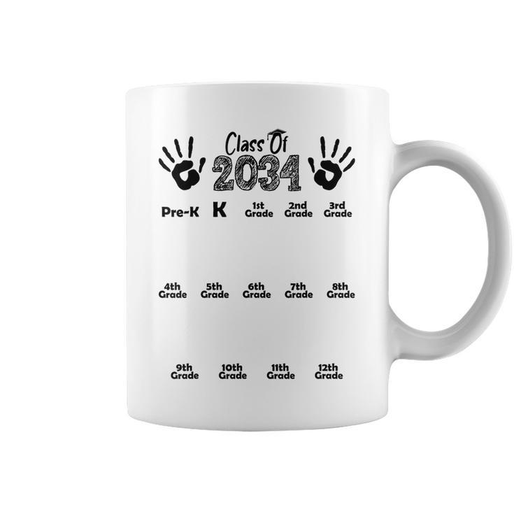 Class Of 2034 Grow With Me Handprint Pre-K 12Th Grade Coffee Mug