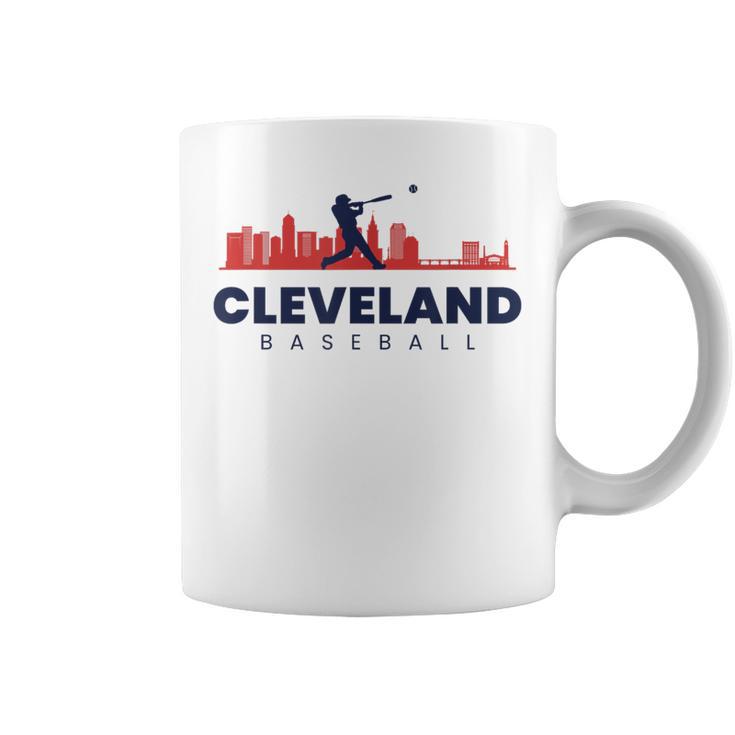 Cleveland Baseball Minimalist City Skyline Baseball Lover Coffee Mug