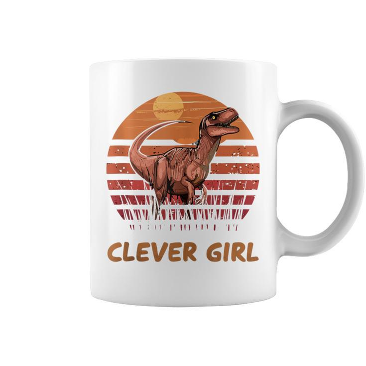 Clever Girl Dinosaur Sunset Retro Vintage For A Dino Lover Coffee Mug