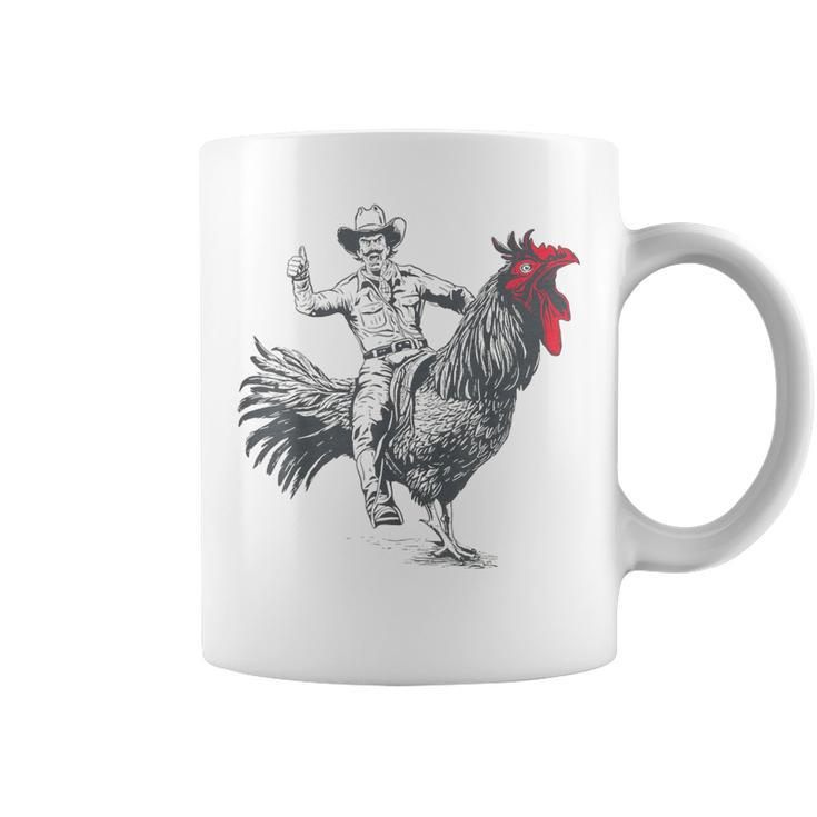 Cowboy Riding Chicken Coffee Mug
