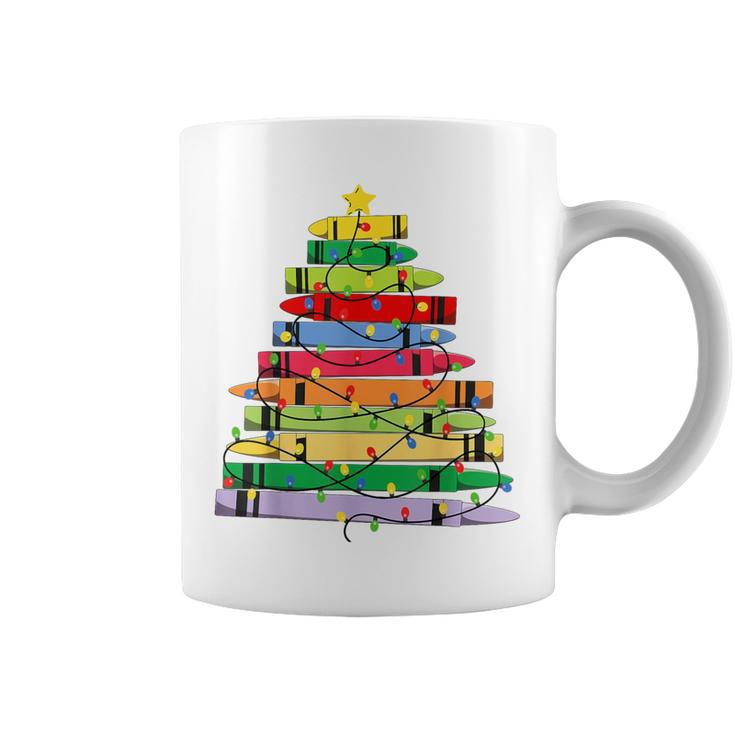 Crayon Christmas Tree Teacher Student Xmas Teacher Pajamas Coffee Mug