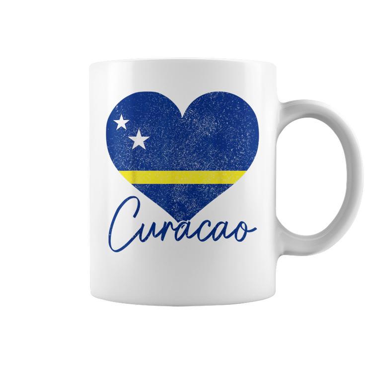 Curacao Flag Heart Caribbean Pride Women Coffee Mug