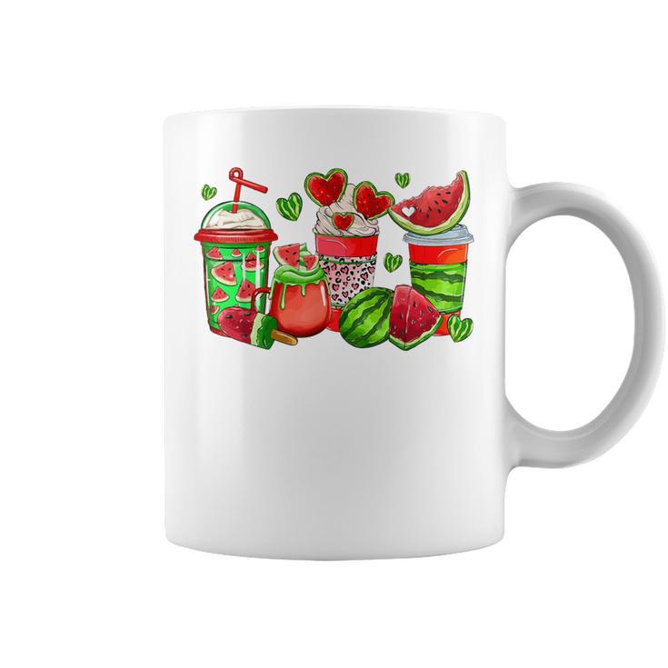 Cute Cups Of Iced Coffee Watermelon Tropical Summer Vacation Coffee Mug