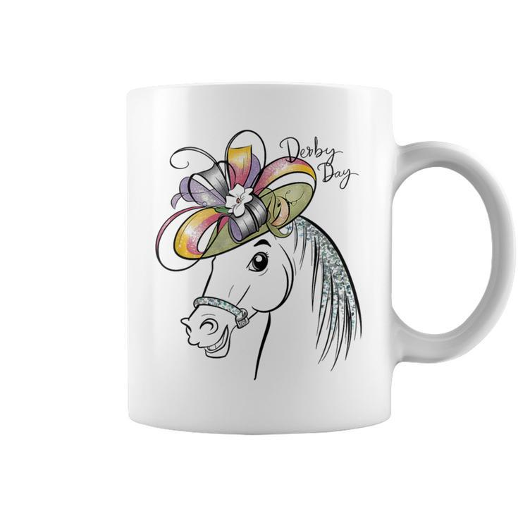 Cute Horse 150Th Derby Day 2024 Horse Racing Fascinator Hat Coffee Mug