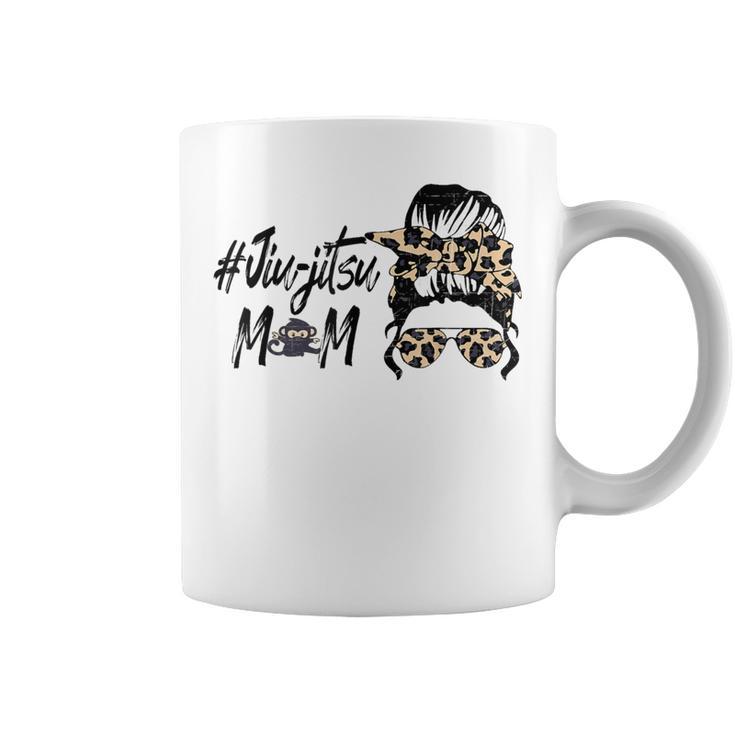 Cute Jiu-Jitsu Mom Leopard Messy Bun Jiu Jitsu Coffee Mug