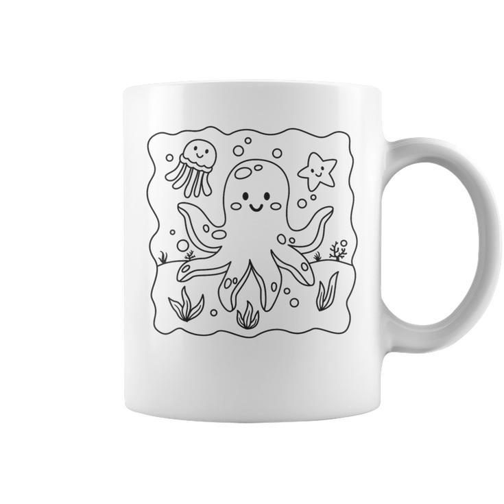 Cute Octopus To Paint And Color In For Children Coffee Mug