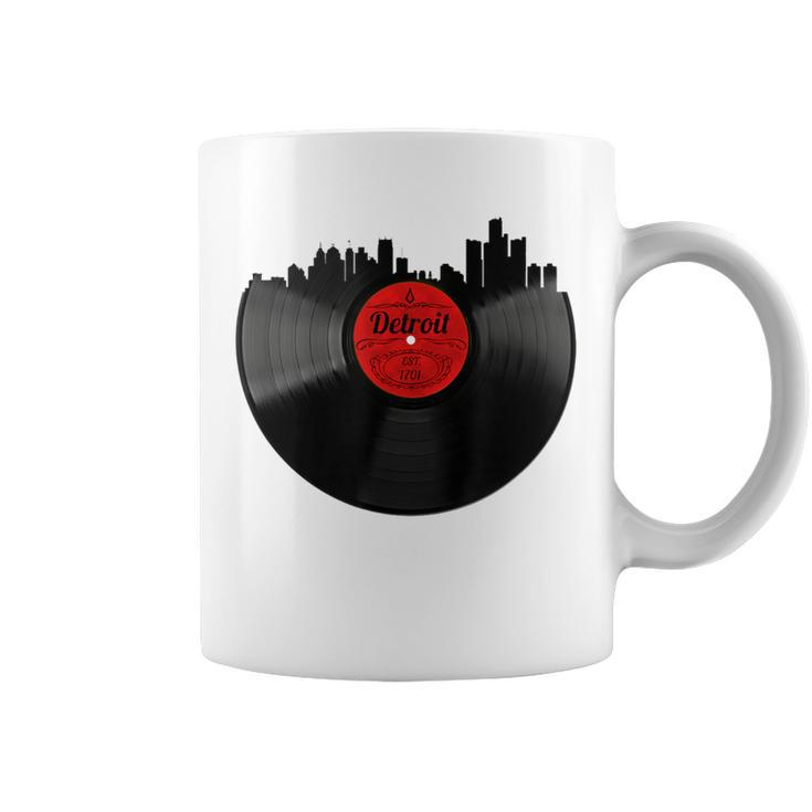 Detroit Vintage Michigan Skyline Vinyl Record Coffee Mug