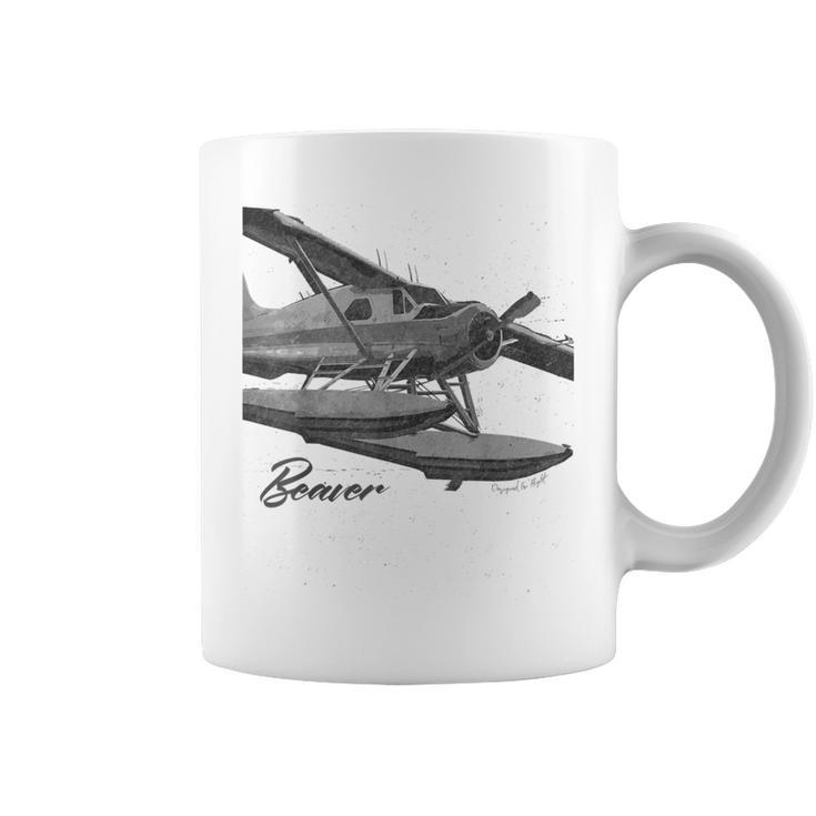 Dhc-2 Beaver Floatplane Charcoal Drawing Airplane Coffee Mug