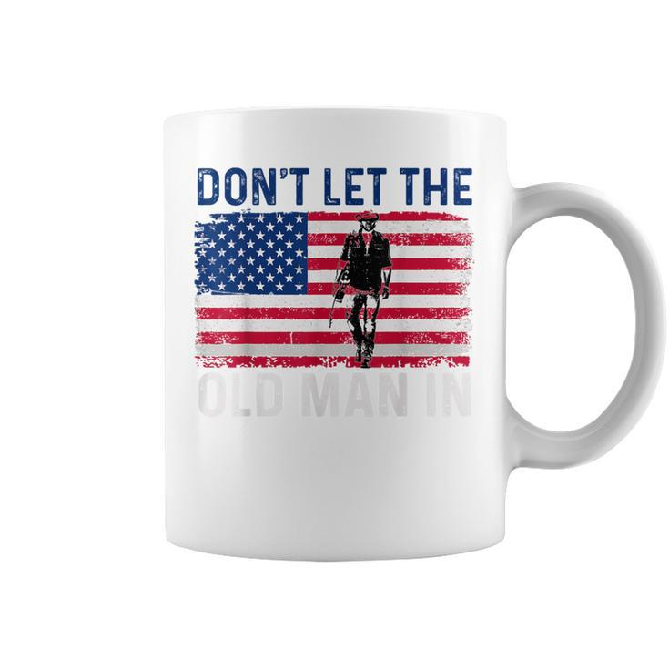 Don't Let The Old Man In Vintage American Flag Retro Coffee Mug