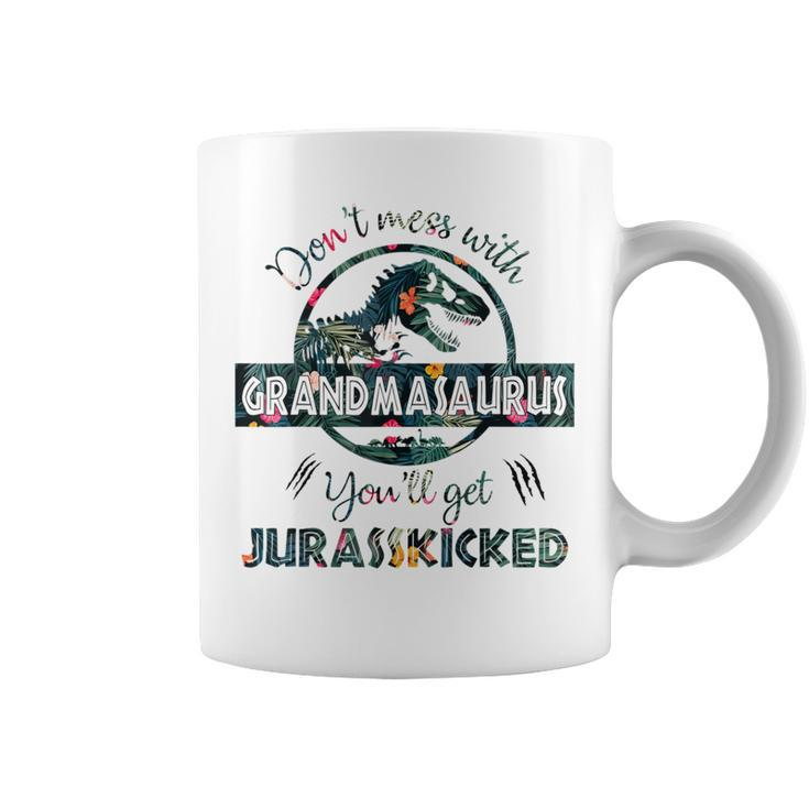 Don't Mess With Grandmasaurus You'll Get Jurasskicked Floral Coffee Mug