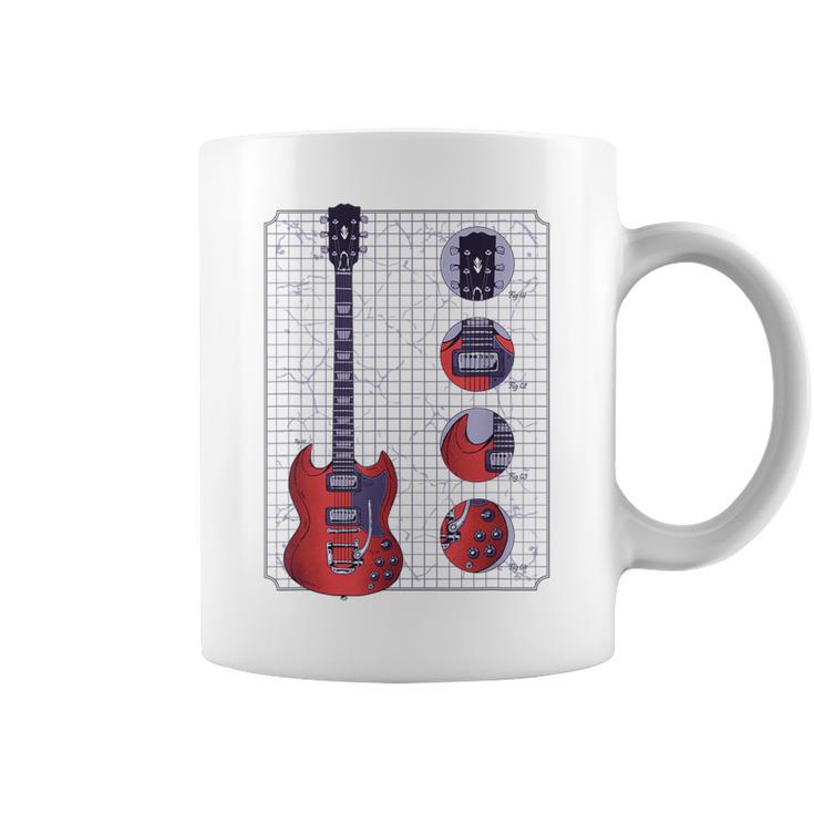 Double Cut Sg Guitar Diagram Graphic Coffee Mug