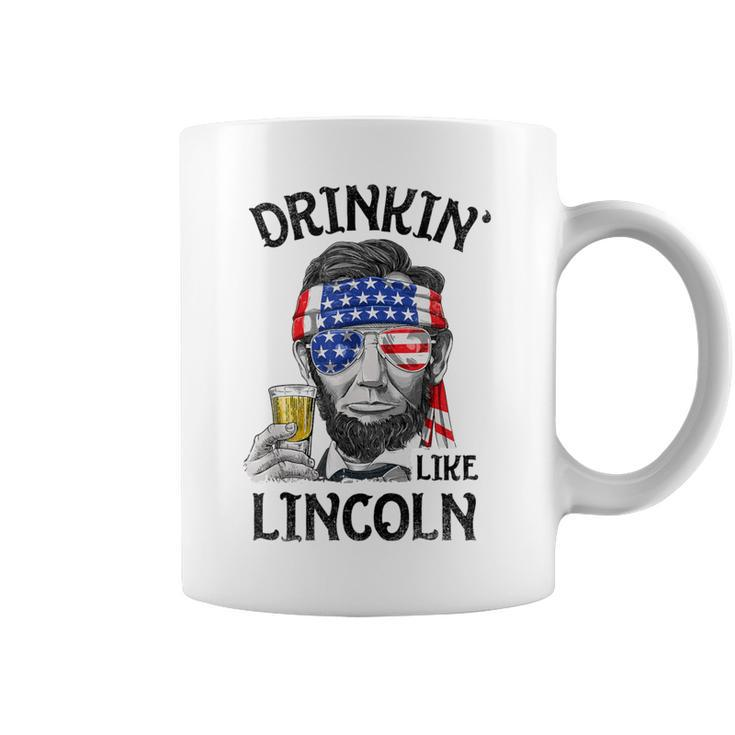 Drinking Like Lincoln 4Th Of July Abraham Merica Flag Coffee Mug