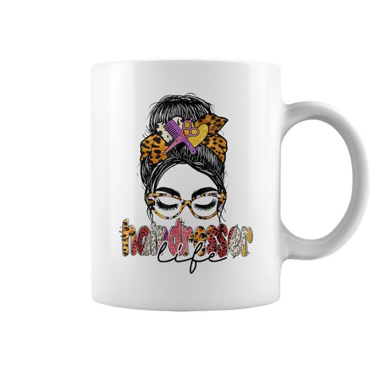 Dy Salon Life Messy Bun Girl Hairstylist Hairdresser Coffee Mug