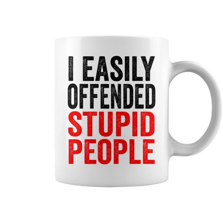 I Easily Offended Stupid People Vintage Coffee Mug