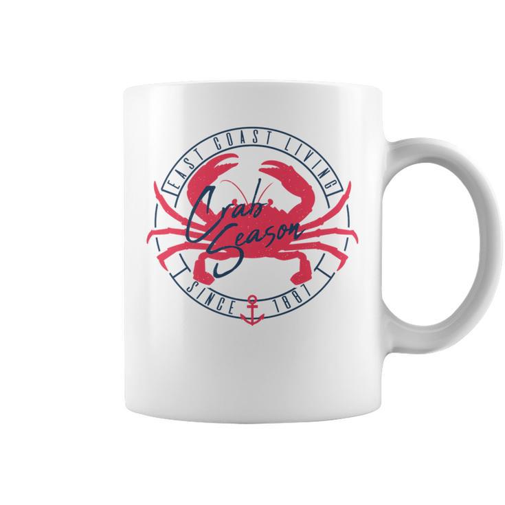 East Coast Living Crab Season Circle Coffee Mug