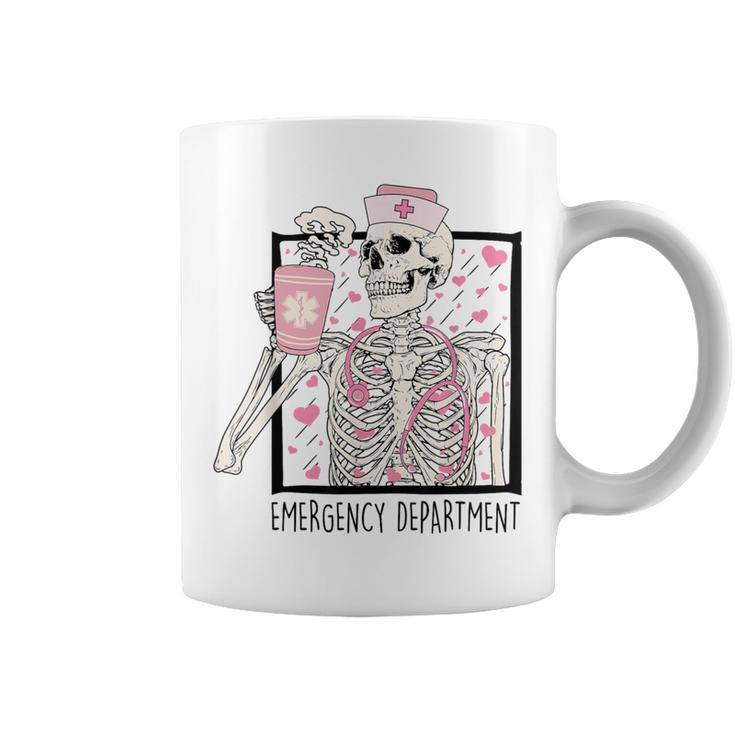Emergency Department Valentines Day Skeleton Drinking Coffee Coffee Mug