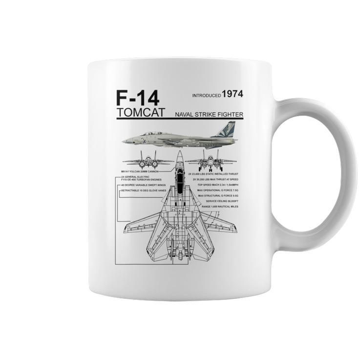 F-14 Tomcat Navy Fighter Jet Diagram Graphic Coffee Mug