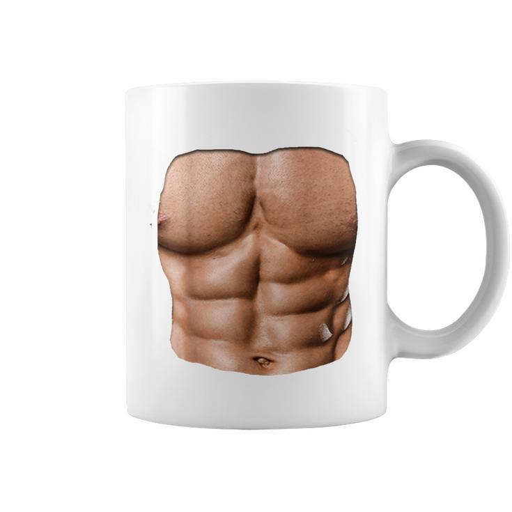 Fake Muscle Under Clothes Chest Six Pack Abs Coffee Mug