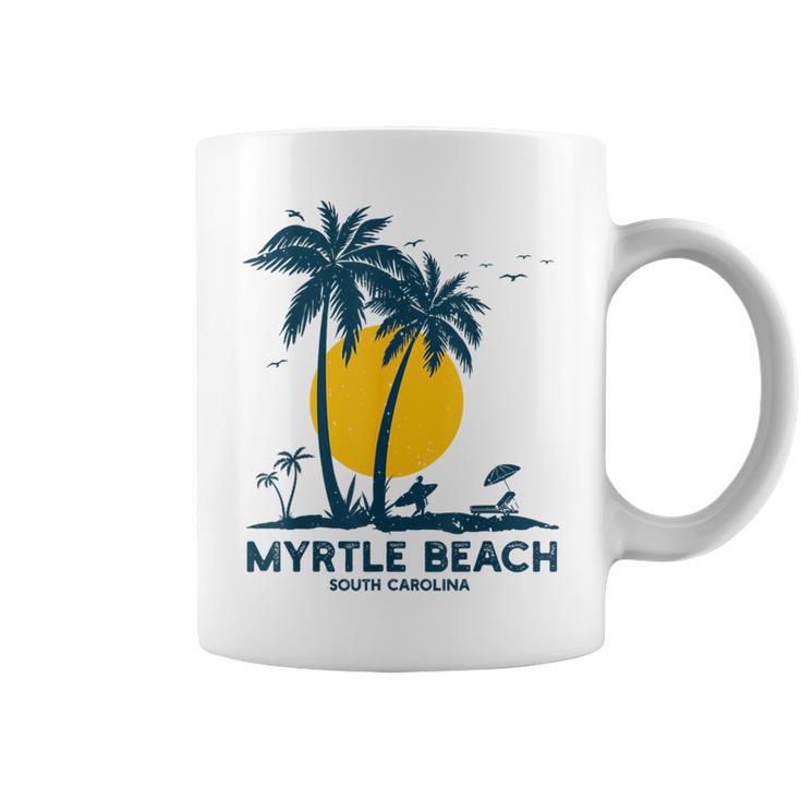 Family Vacation Retro Sunset South Carolina Myrtle Beach Coffee Mug