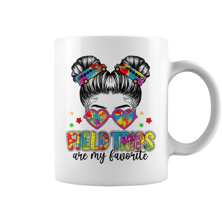 Field Trips Are My Favorite Field Day School Messy Bun Girl Coffee Mug