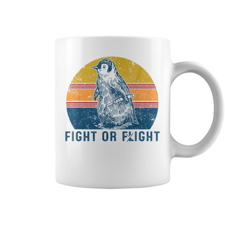 Fight Or Flight Vintage Penguin Pun Fight Or Flight Meme Coffee Mug