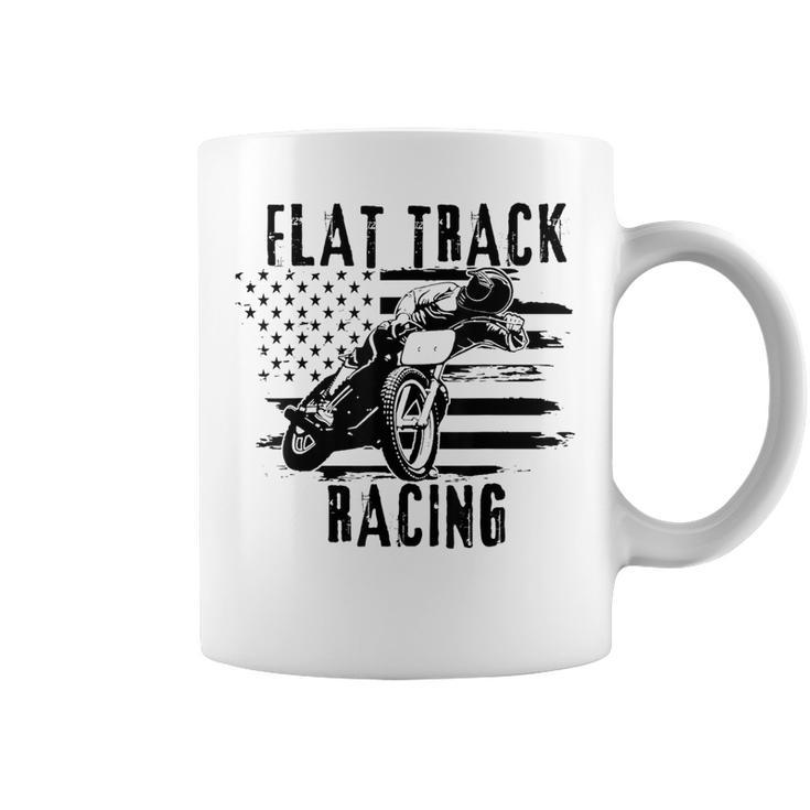Flat Track Motorcycle Racing American Flag Speedway Dirt Coffee Mug