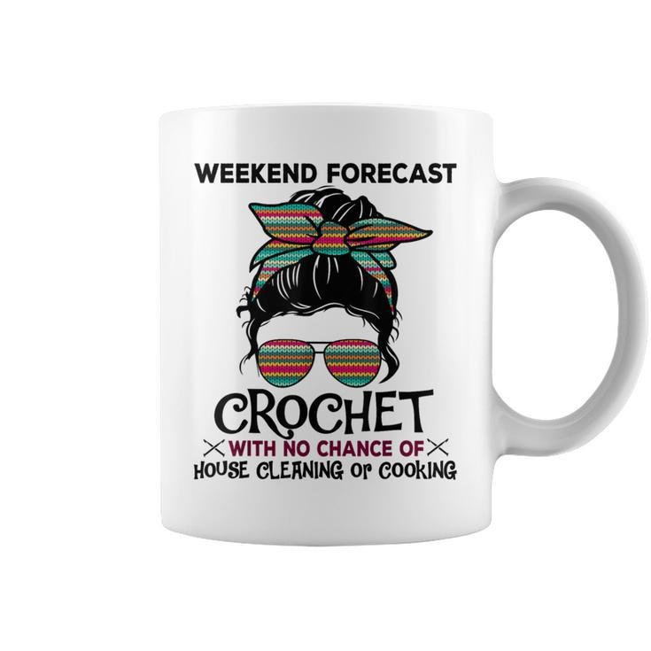 Weekend Forecast Crochet Crocheting Colorful Pattern Coffee Mug