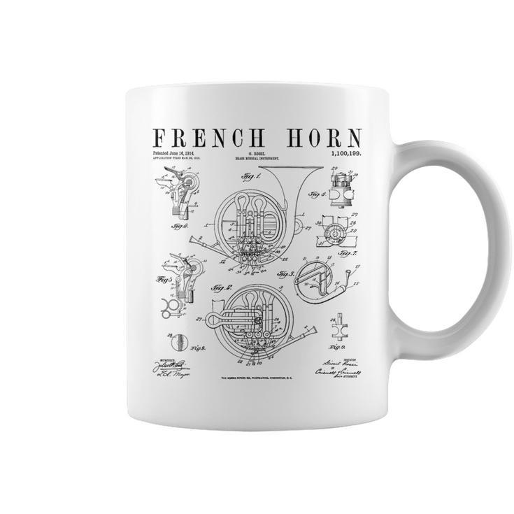 French Horn Old Vintage Antique Patent Drawing Print Coffee Mug