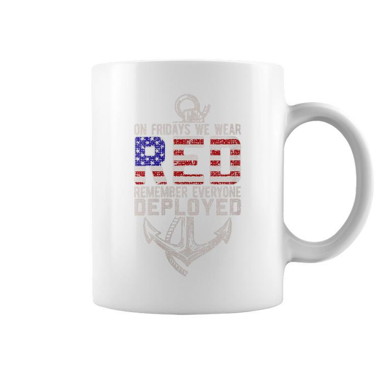 On Friday We Wear Red Military Support Troops Red Us Flag Coffee Mug