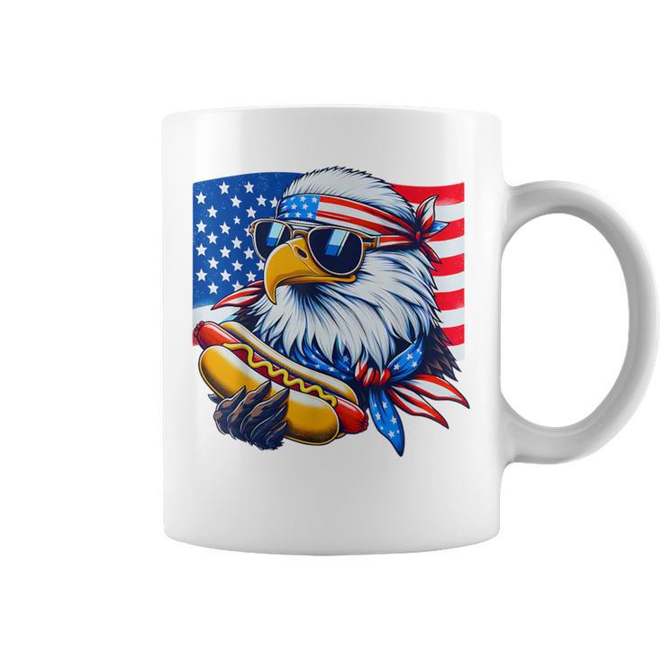 Bald Eagle Hotdog American Flag 4Th Of July Patriotic Coffee Mug