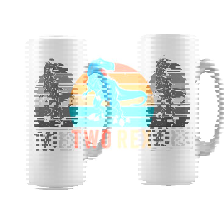 Dinausor Two Rex Retro Vintage Sunset 2 Year Old Trex Coffee Mug