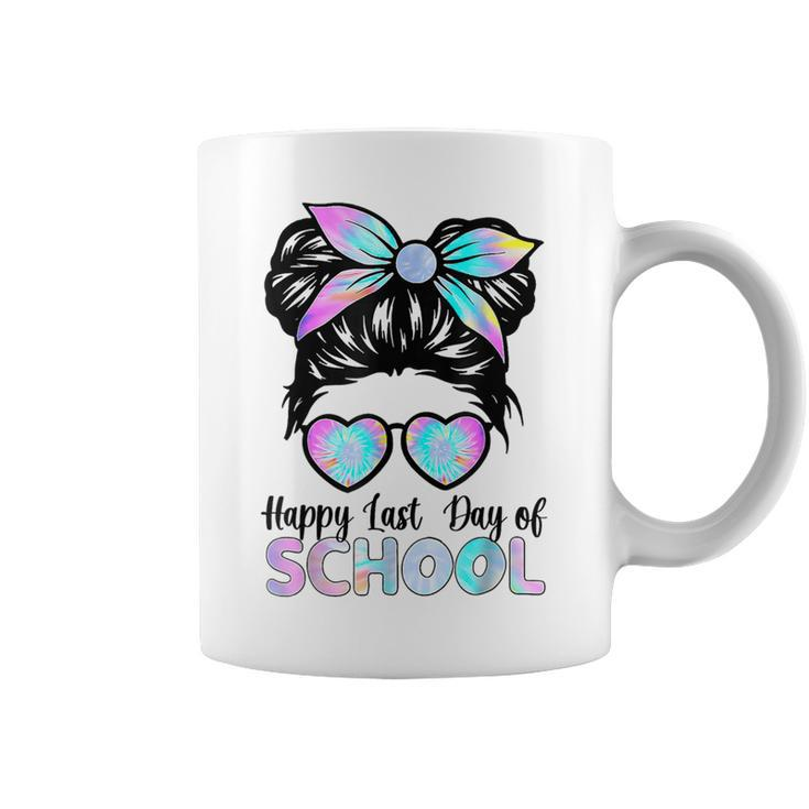 Happy Last Day Of School Teacher Girls Messy Bun Coffee Mug