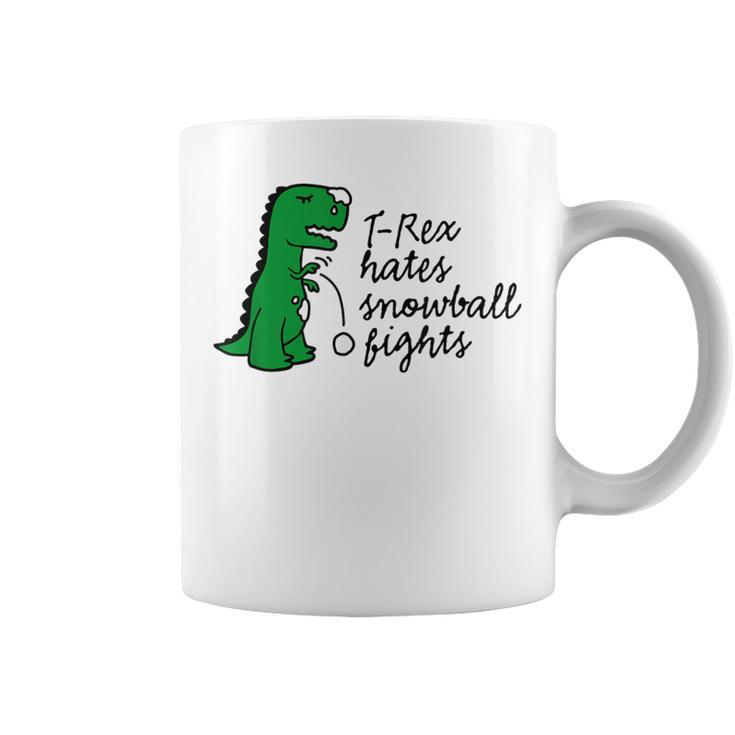 T-Rex Hates Snowball Fights Dinosaur Winter Sports Coffee Mug
