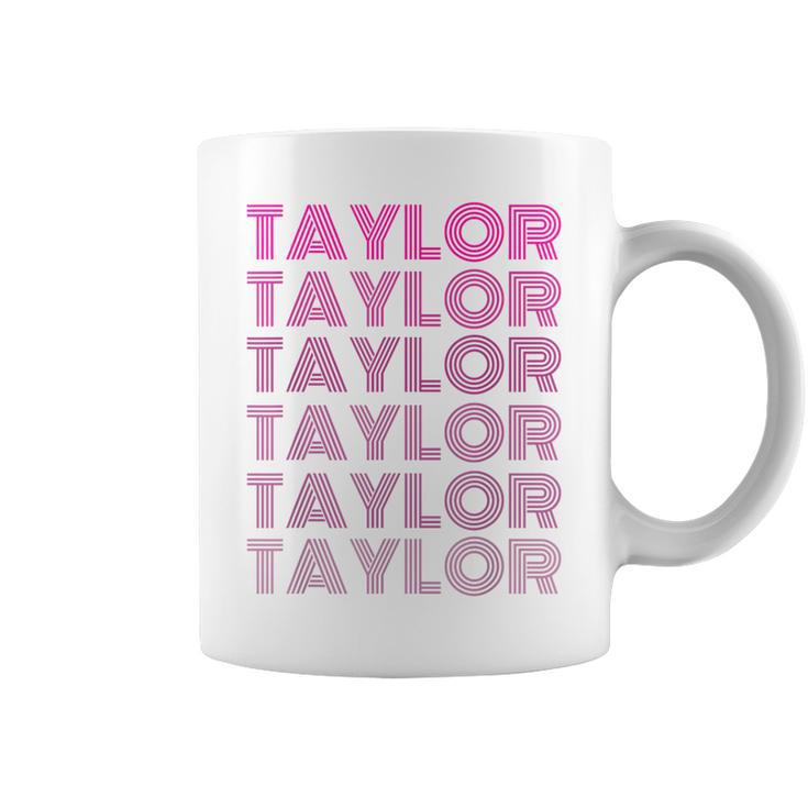 Girl Retro Taylor First Name Personalized Groovy 80'S Coffee Mug