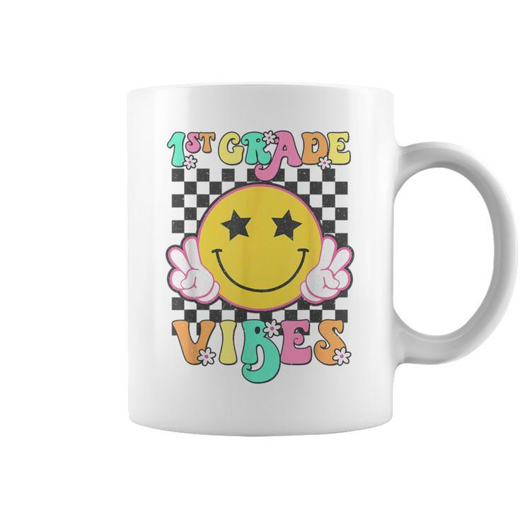 Girls 1St Grade Vibes Smile Face Back To School First Grade Coffee Mug