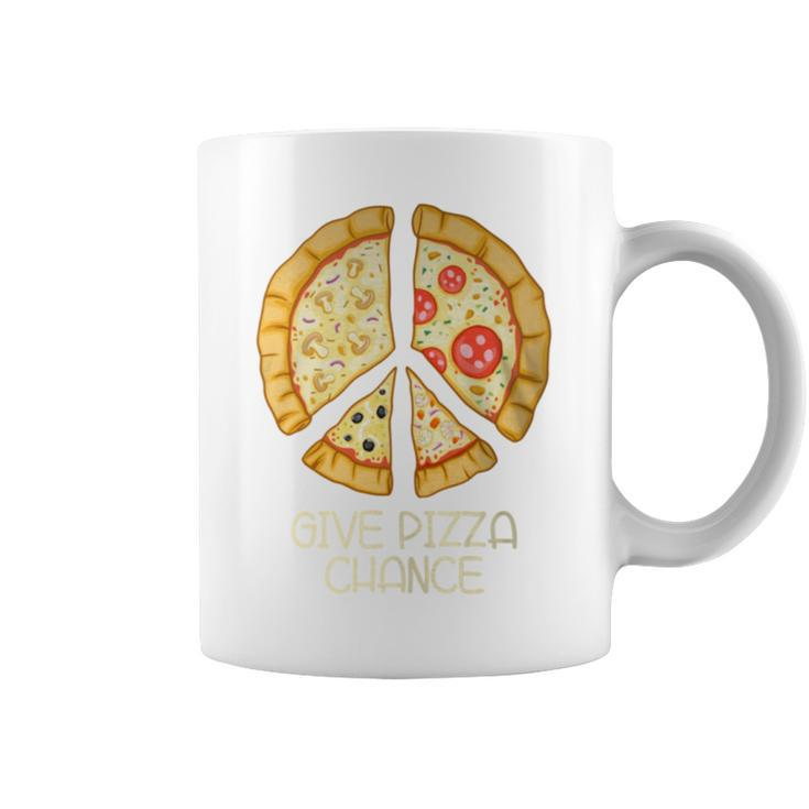 Give Pizza Chance Pizza Pun With Peace Logo Sign Coffee Mug