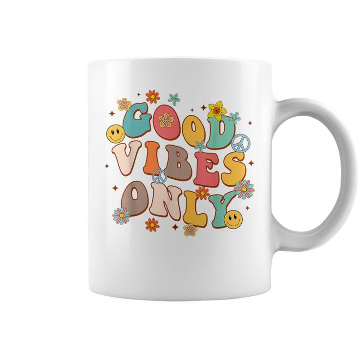 Good Vibes Only Peace Sign Love 60S 70S Retro Groovy Hippie Coffee Mug