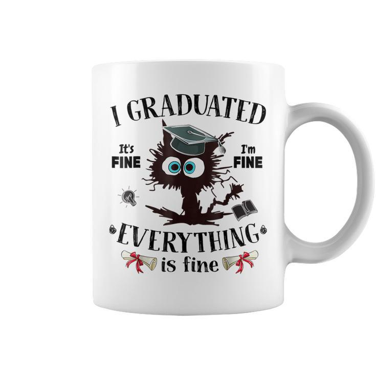 I Graduated Graduate Class 2024 Black Cat Graduation Coffee Mug