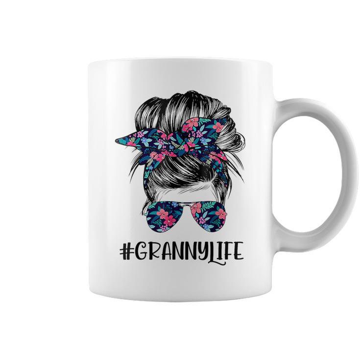 Granny Life Messy Hair Bun Flower Mother's Day Coffee Mug