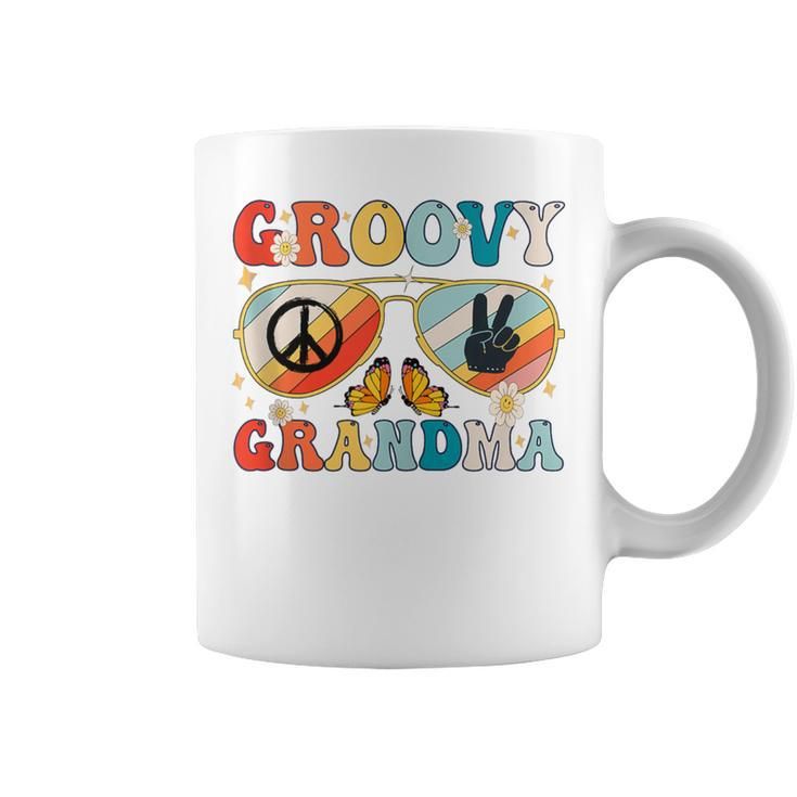 Groovy Grandma 70S Vibe Bday Colors Groovy Peace Sign Coffee Mug