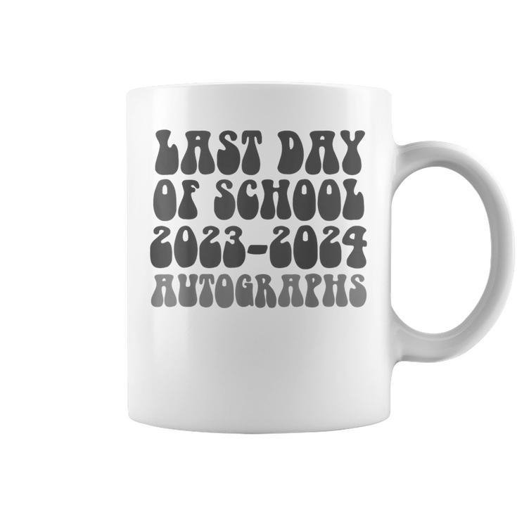 Groovy Last Day Of School 2024 Graduation Autographs Sign My Coffee Mug