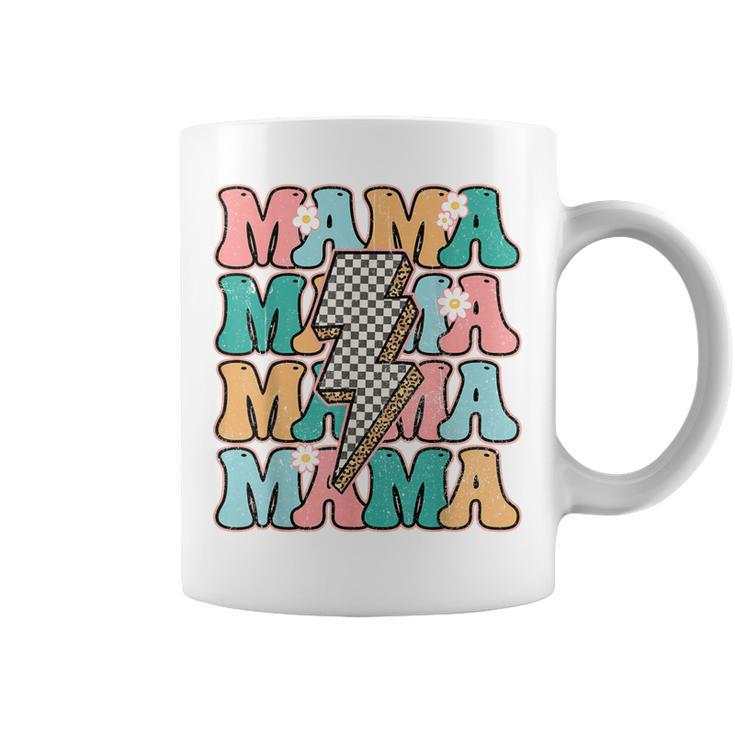 Groovy Mama Checkered Leopard Bolt Lightning Flower Mom Life Coffee Mug